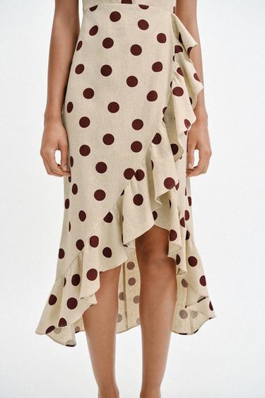 MIDI DOTS LINEN BLEND DRESS - 930 by Zara - Image 6