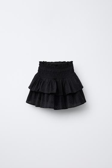 Zara SCHIFFLY FLOUNCE SKORT - Black