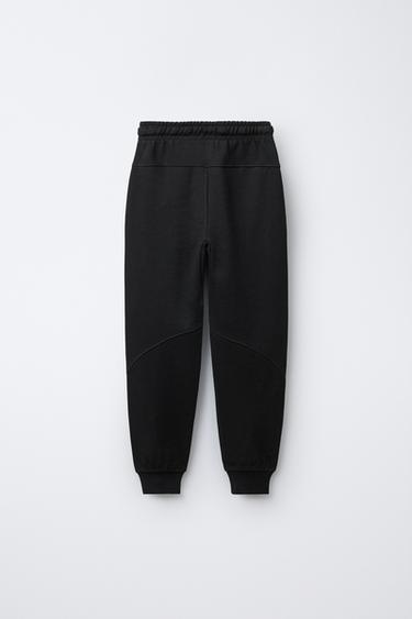 PLUSH TROUSERS WITH INTERLOCK AND PIQUÉ DETAIL - Black by Zara - Image 1