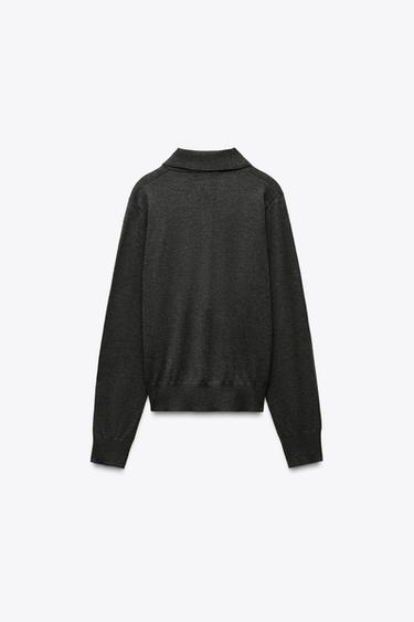 BASIC WOOL POLO SHIRT - Anthracite grey by Zara - Image 2