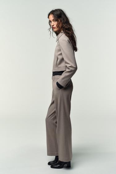 VESTE COURTE À FERMETURE ÉCLAIR - Sable / Chiné de Zara - Image 2