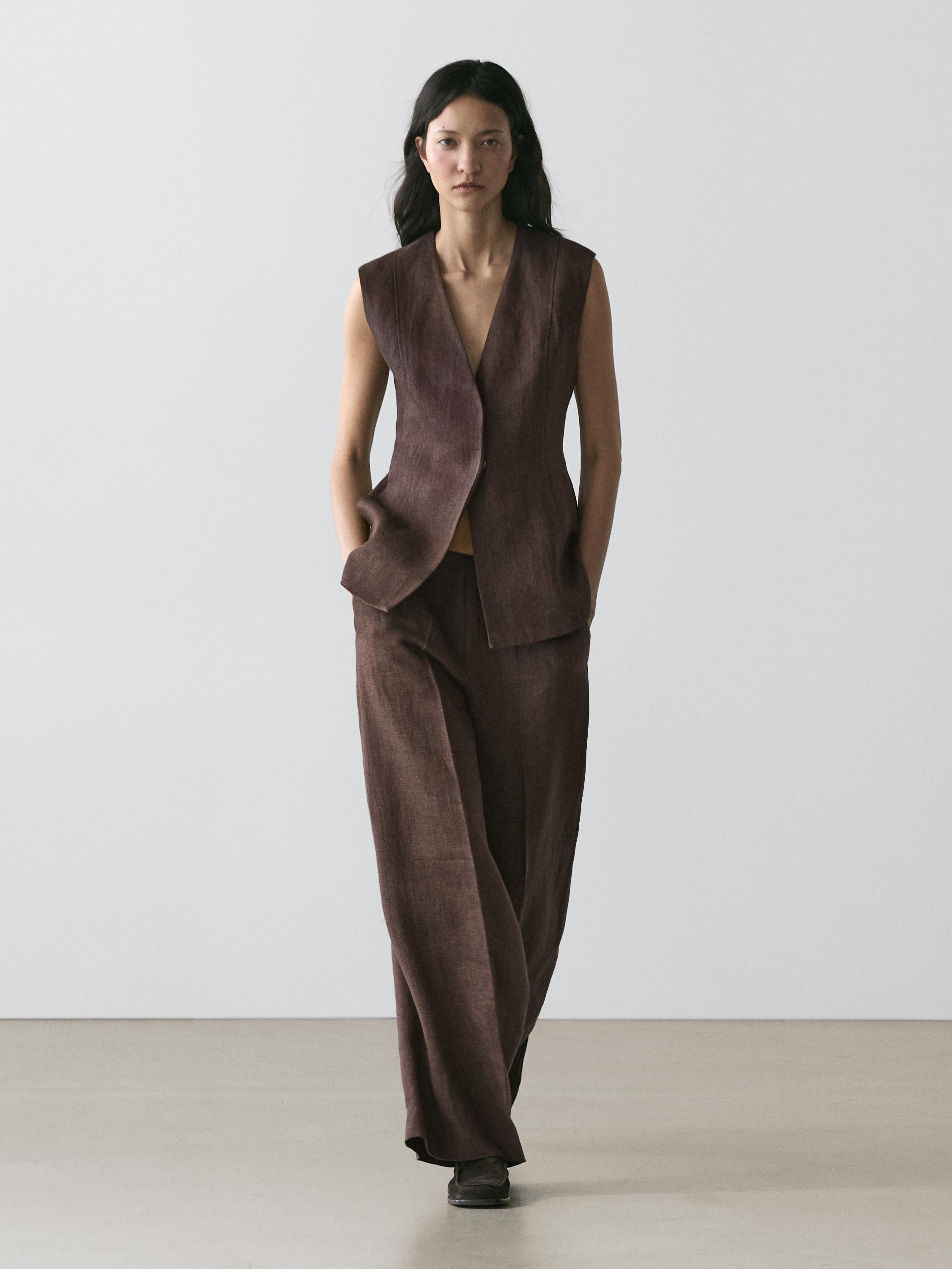 Gilet de costume en lin