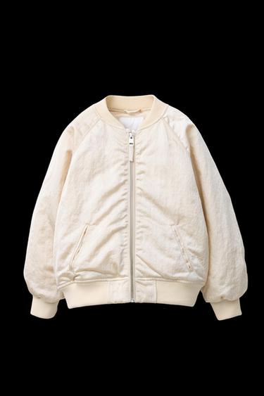 GLOSSY BOMBER JACKET - Light ecru by Zara