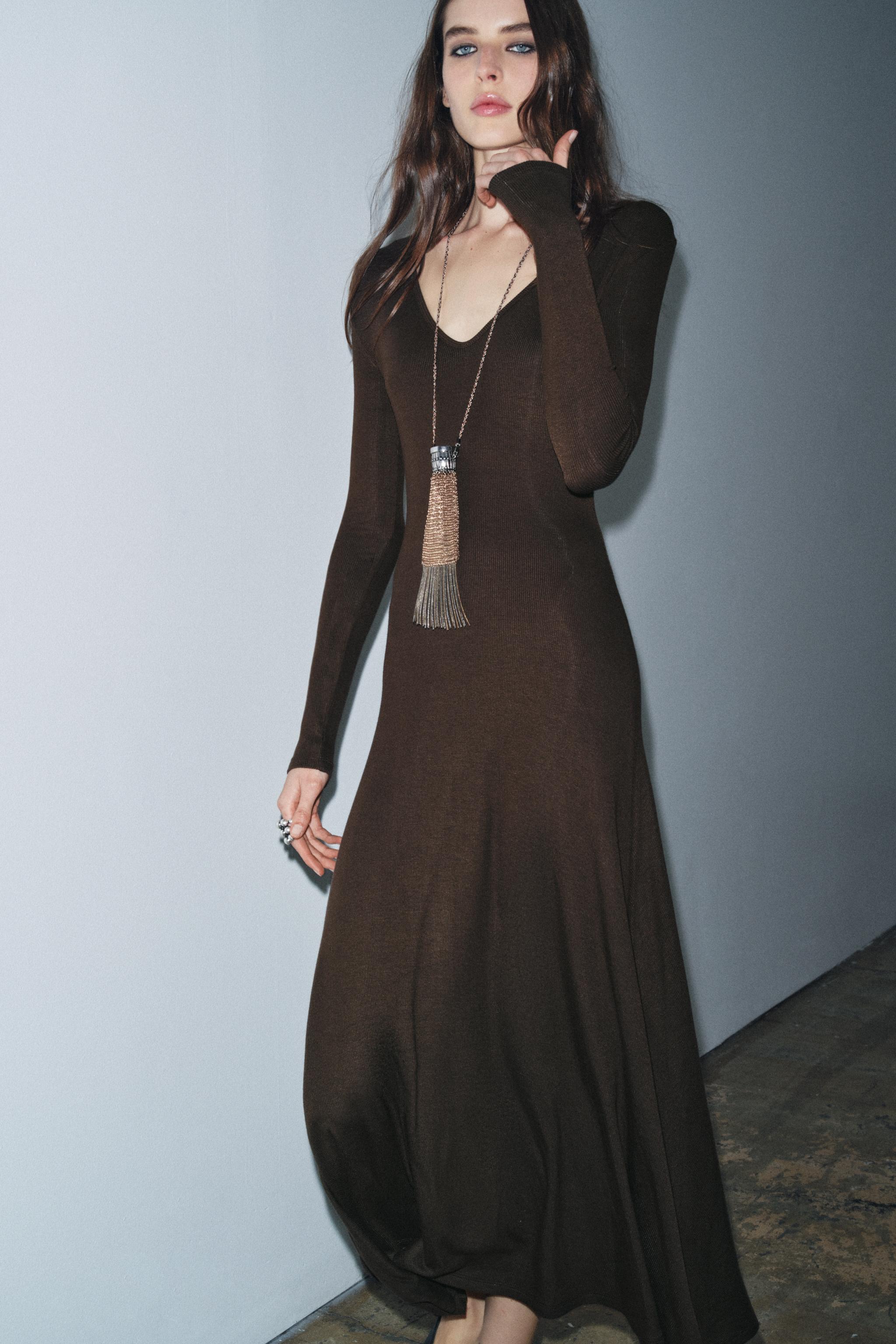 ZARA ブラウン アシンメトリックキャミワンピース ZARA - 未使用タグ