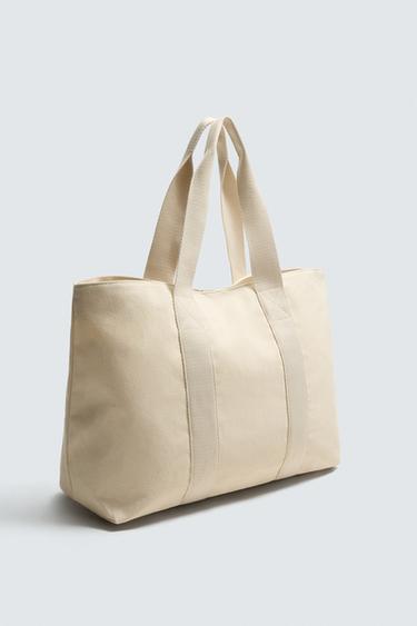 SAC SHOPPER EN TISSU DE COTON - Blanc écru de Zara - Image 1
