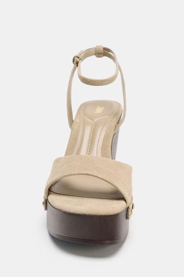 SPLIT SUEDE STUDDED SANDALS - Sand Brown by Zara - Image 3