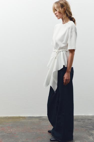 COMBINED POPLIN T-SHIRT - White by Zara - Image 2