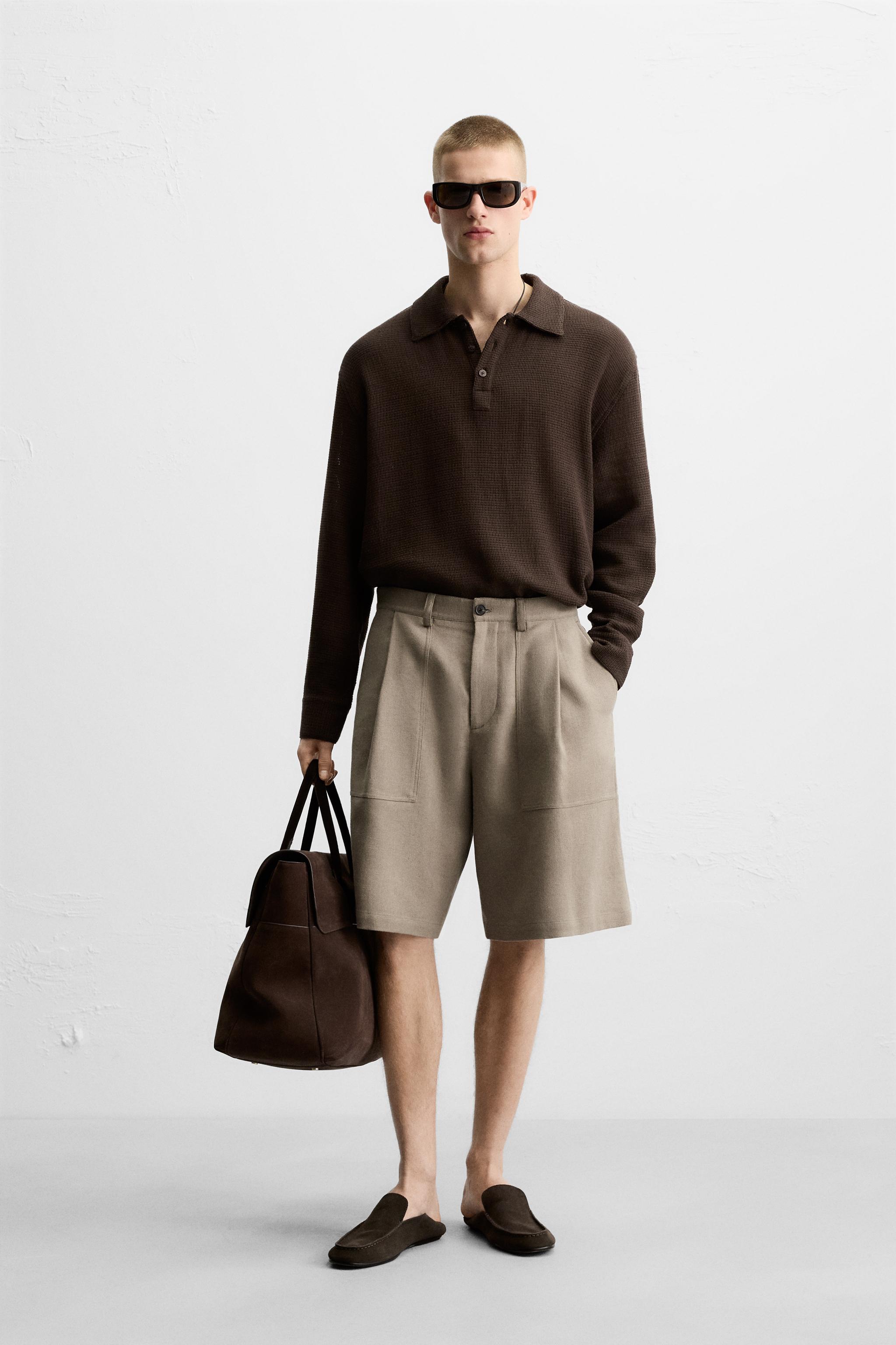 TEXTURED POLO SHIRT - chocolate | ZARA United States