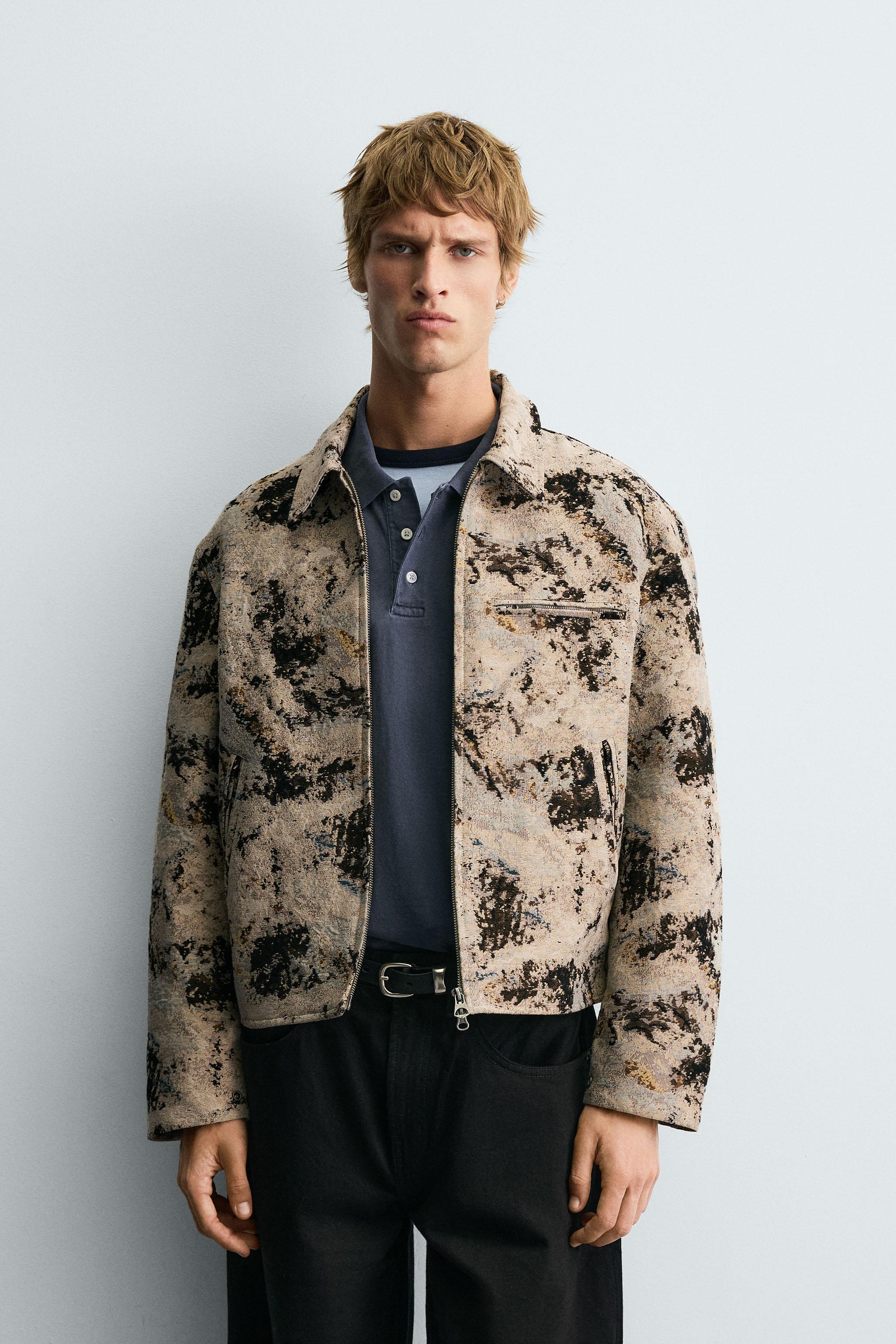 TEXTURED JACQUARD JACKET - Brown / Ecru | ZARA Georgia