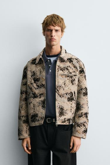 TEXTURED JACQUARD JACKET - Brown / Ecru by Zara