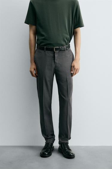 PANTALÓN TRAJE ESTRUCTURA - Gris Antracita de Zara