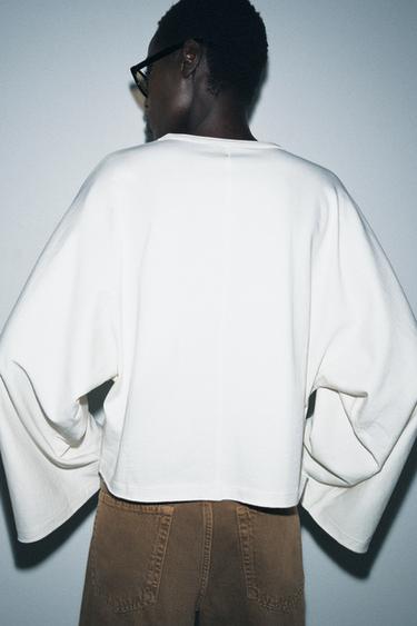 CAPE SLEEVE T-SHIRT - Butter by Zara - Image 2