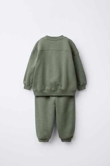 LABEL JOGGER SWEATSHIRT AND TROUSERS SET - Green by Zara - Image 1