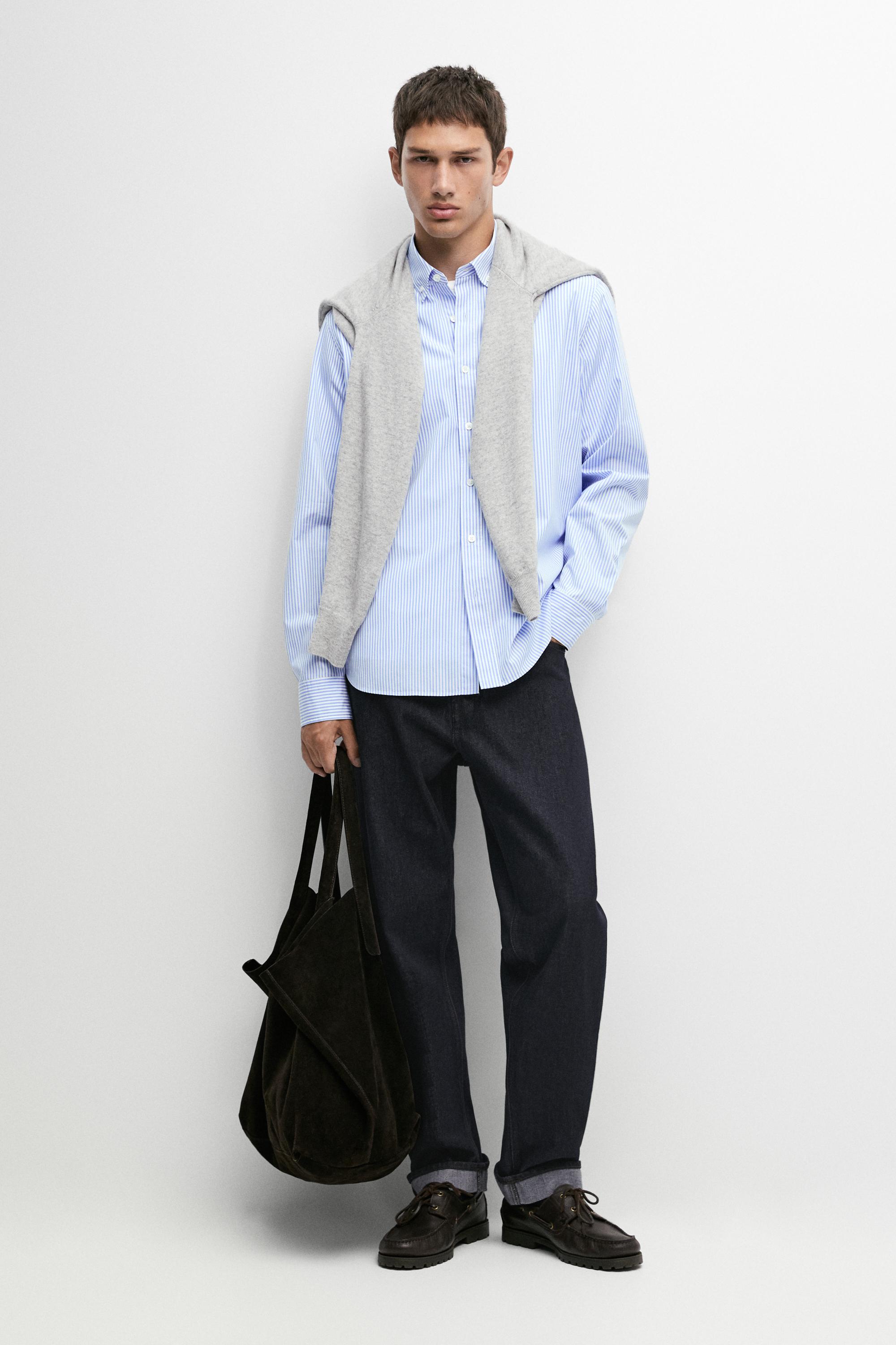 100% cotton regular fit striped shirt