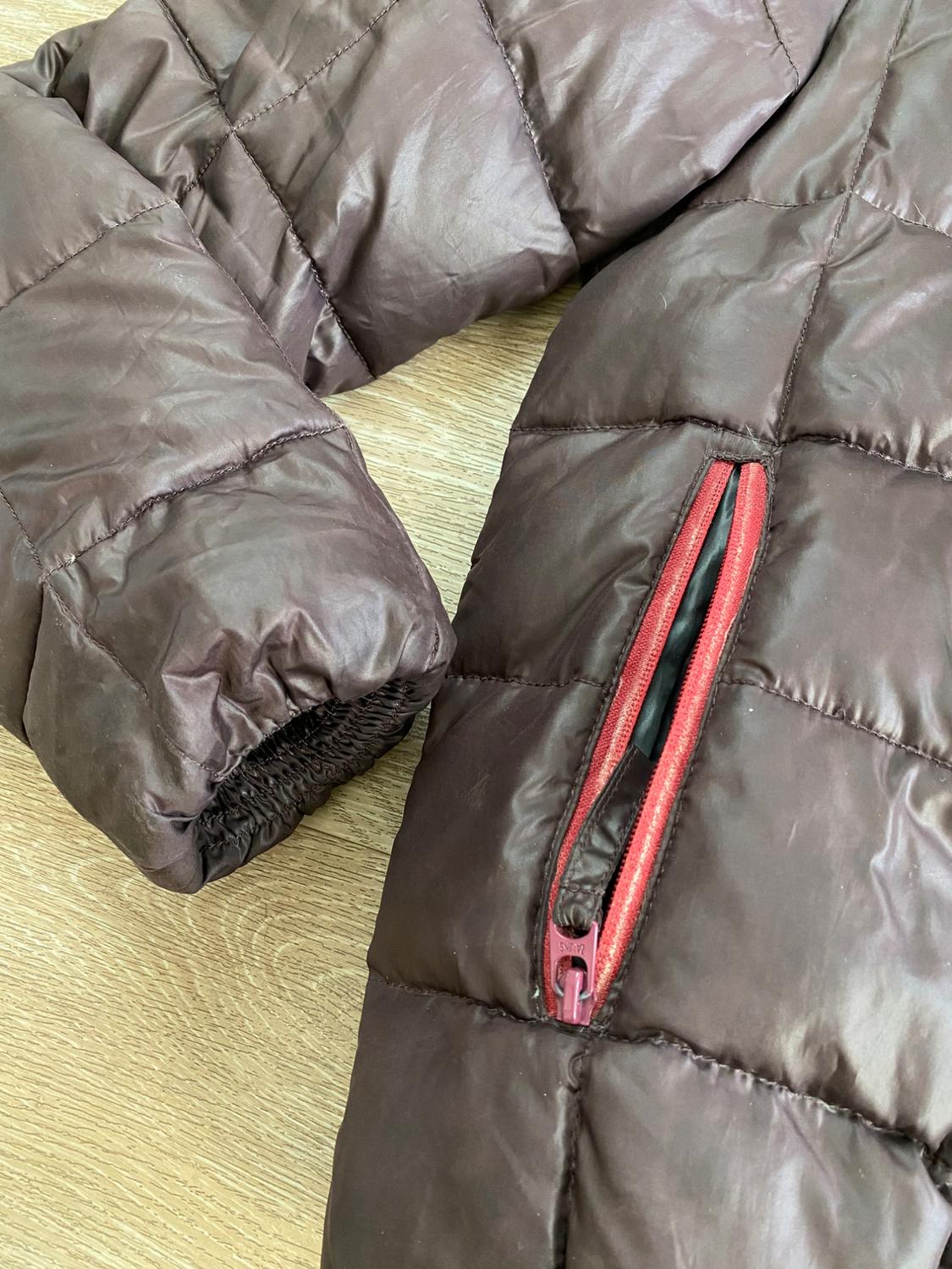 ZARA MENS BURGUNDY WINE PUFFER SQUARES JACKET - Image 4
