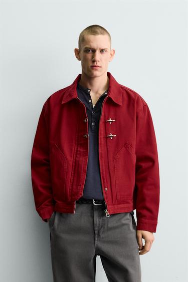 BOXY FIT FIREMAN CLASP JACKET - Red / Black by Zara