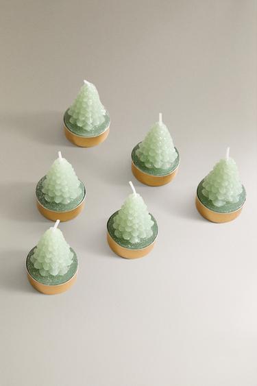 PACK OF CHRISTMAS TREE CANDLES (PACK OF 6) - Light green by Zara - Image 1