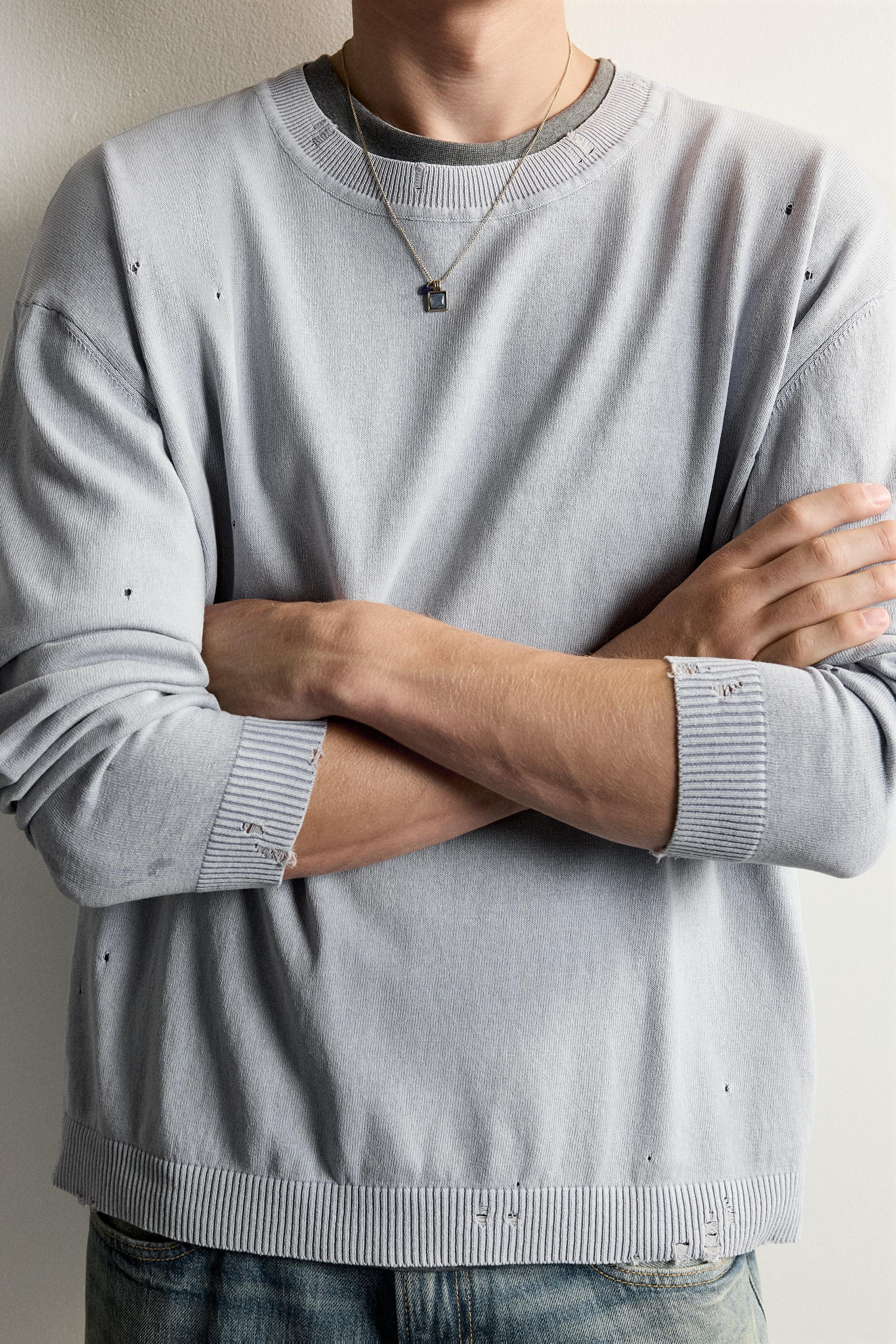 Мужские свитеры Zara DISTRESSED LIGHTWEIGHT SWEATER — фото 5