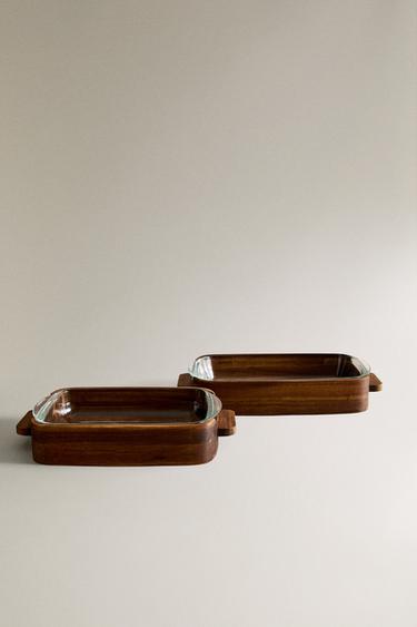 PIATTO DA PORTATA FORNO BOROSILICATO E LEGNO - Marrone di Zara