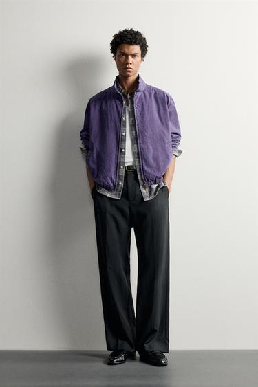 WASHED EFFECT CROPPED FIT JACKET - Dark purple by Zara - Image 0