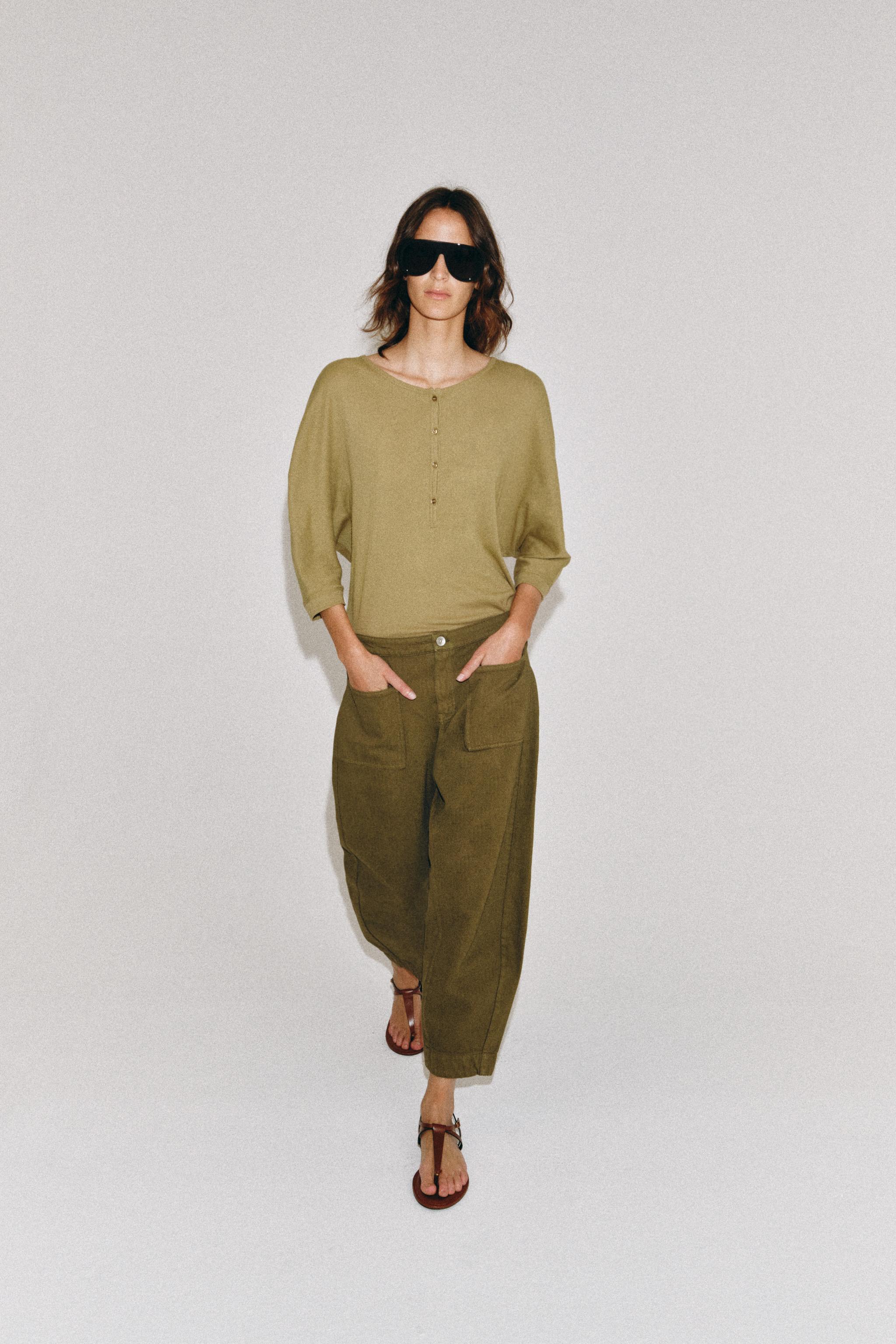 ZW COLLECTION BARREL PANTS — Khaki
