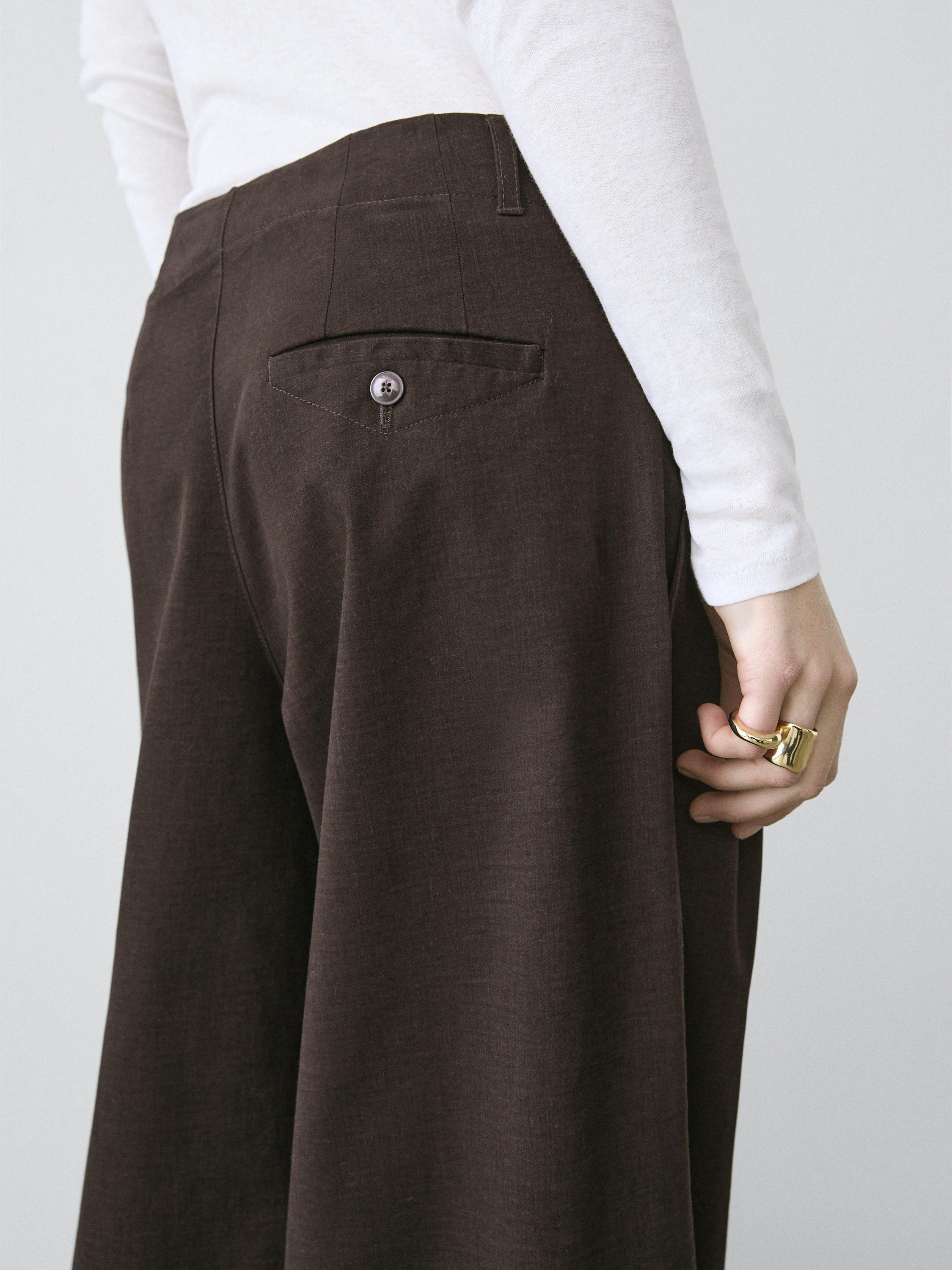 Wide-leg trousers with darts — Dark mink
