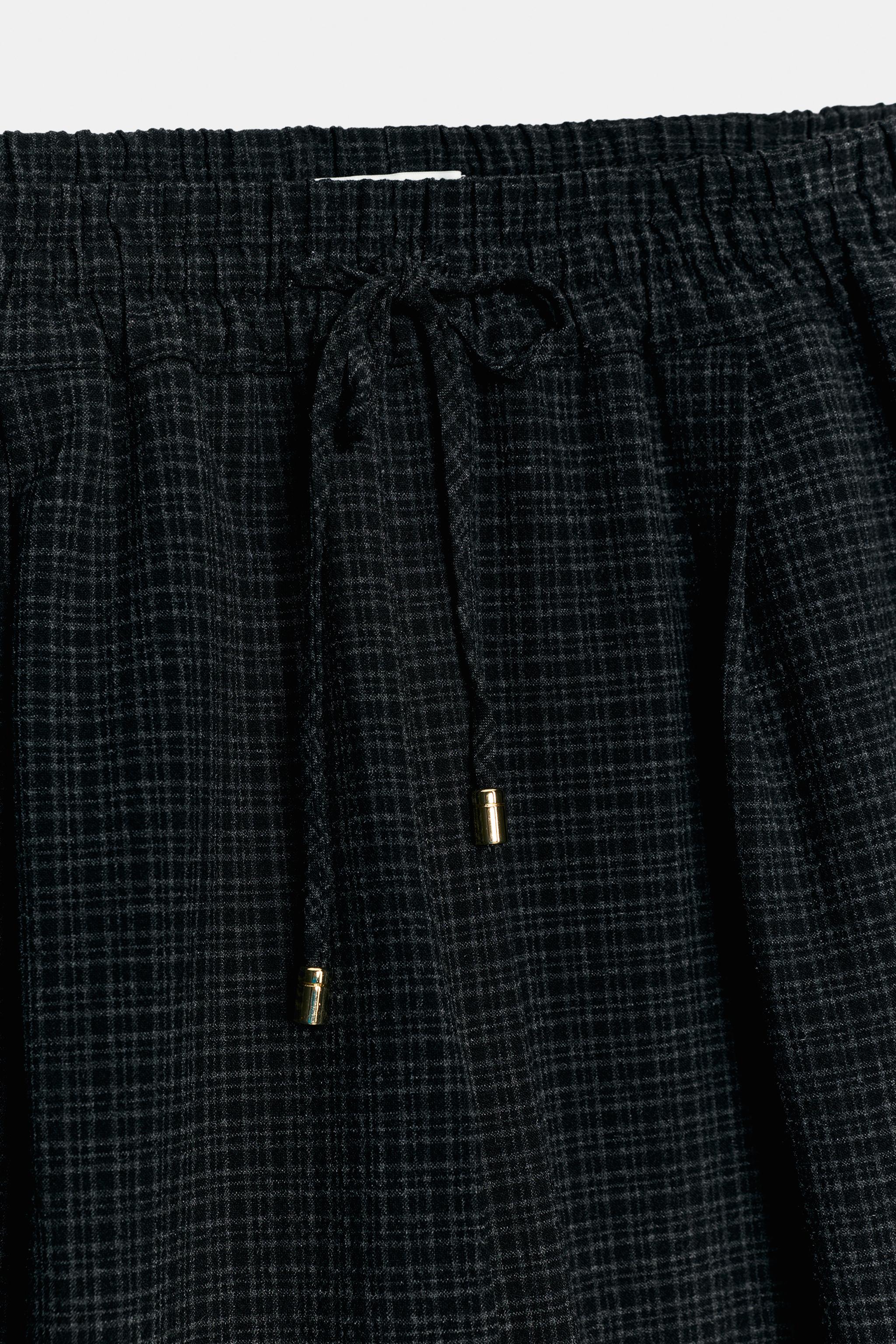 PLAID TURNED-UP HEM PANTS