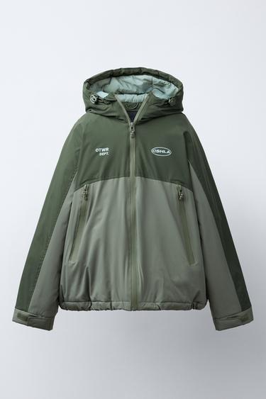 ZIPPED PUFFER JACKET - Khaki by Zara