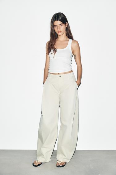 JEANS TRF PINZAS TIRO BAJO - verde lavado de Zara