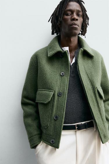 BLOUSON AVEC LAINE ET POCHES - Vert chiné de Zara - Image 5
