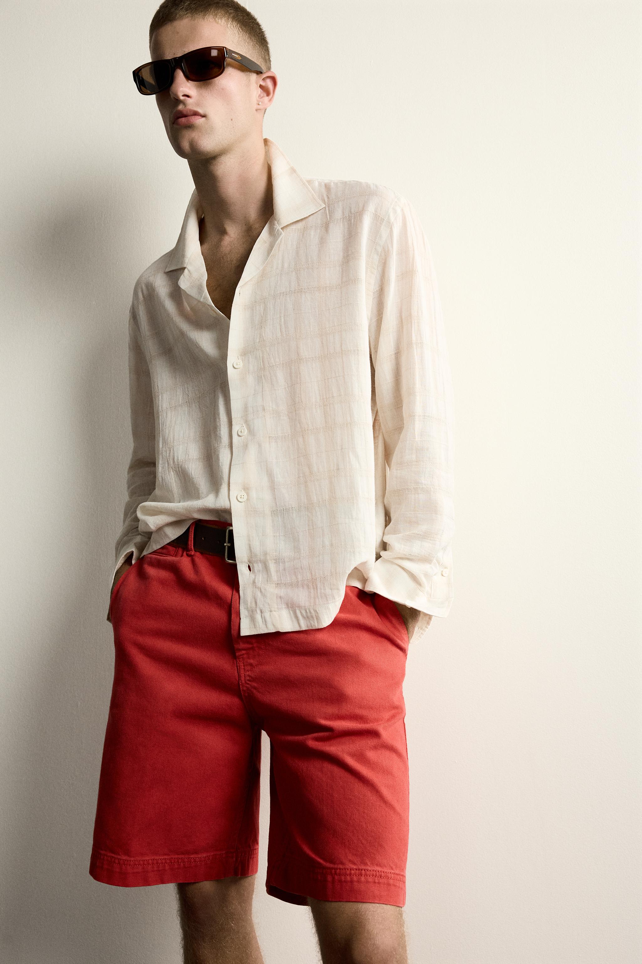 RELAXED FIT COTTON-LINEN JACQUARD SHIRT