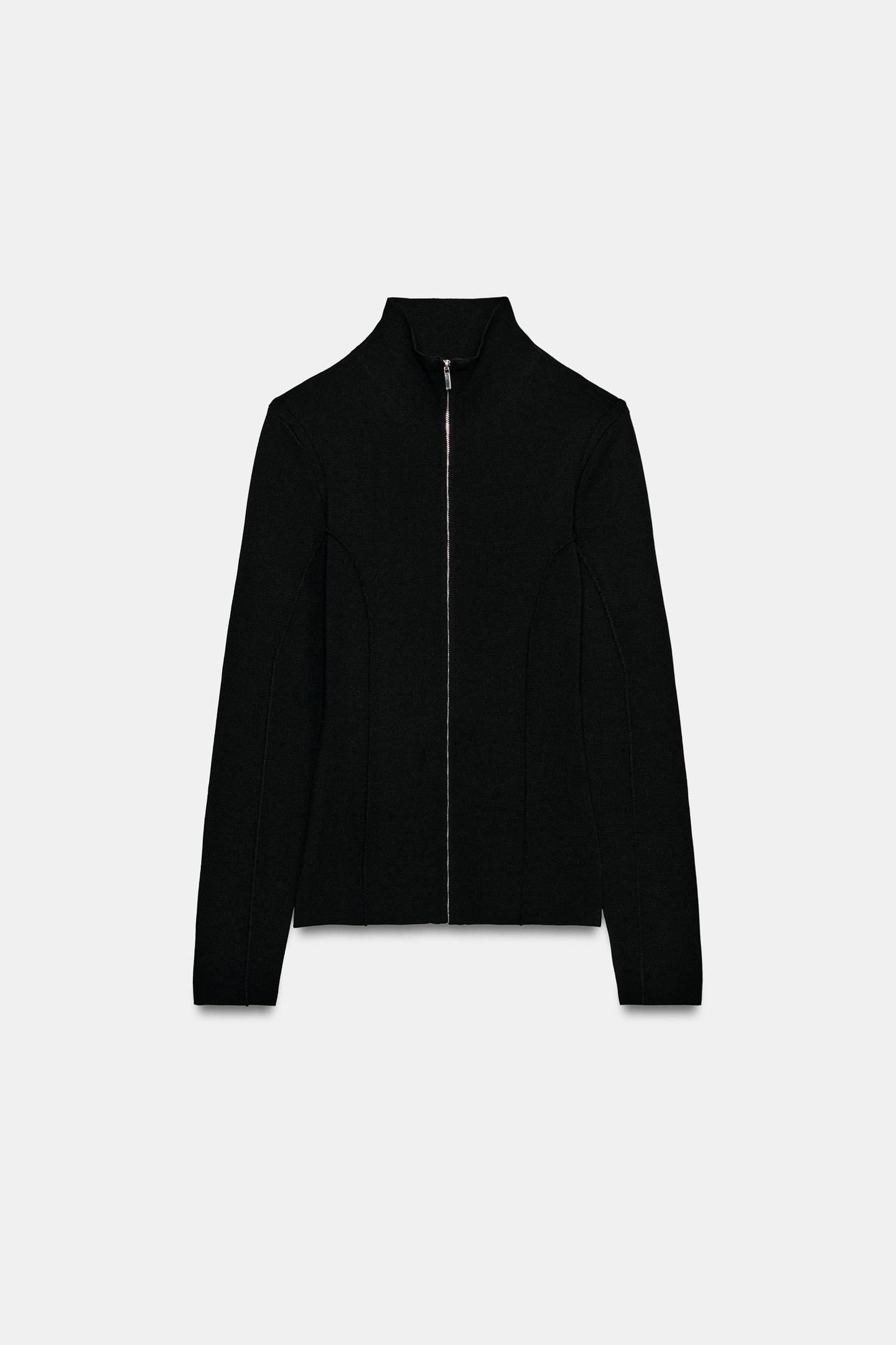 Женский кардиган Zara Zip-Up, цвет: Чёрный — фото 6