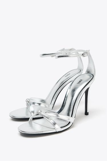 METALLIC HIGH-HEEL SANDALS - Silver by Zara - Image 5