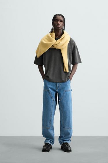 CAMISETA DE MALHA LAVADA - Preto da Zara - Imagem 0