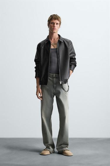 LEATHER EFFECT BOMBER JACKET - Black by Zara