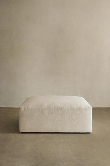 Zara REMOVABLE FADED LINEN BEAN BAG CHAIR - Oyster-white