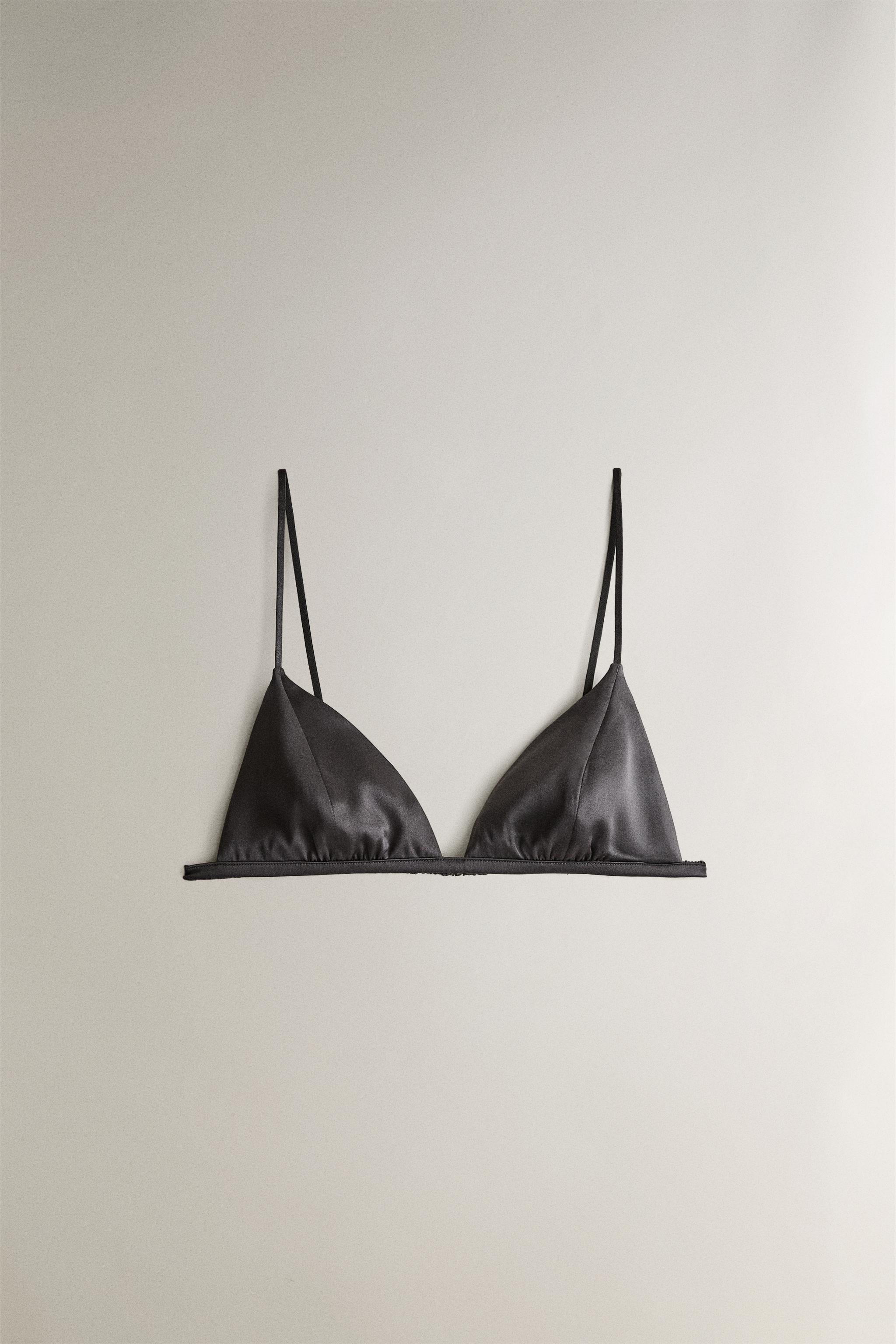 MULBERRY SILK TRIANGLE BRA — Grey