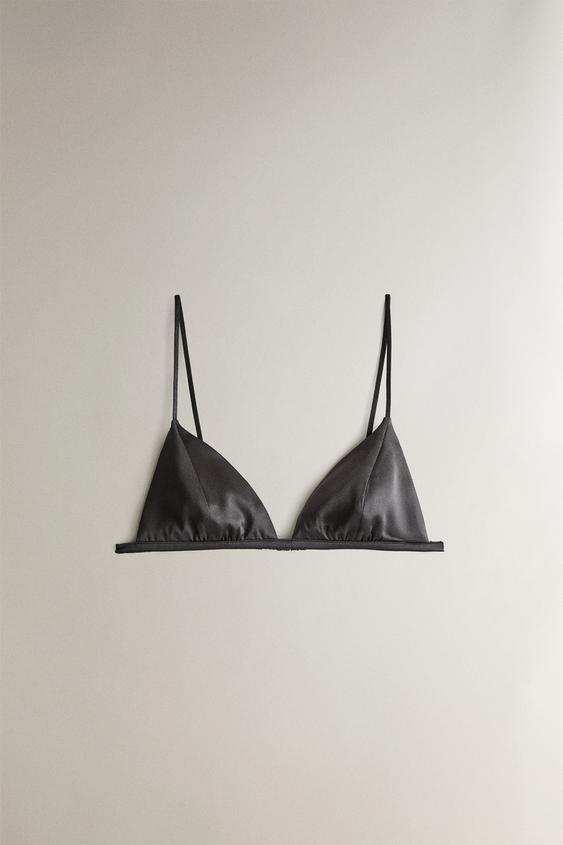 MULBERRY SILK TRIANGLE BRA - رمادي الخاص بـ Zara - صورة 0