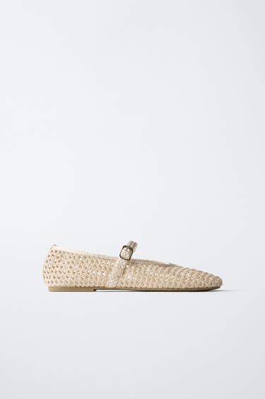 Zara PERFORATED BALLET FLATS - Off White