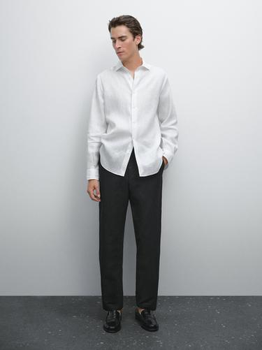 Zara 100% linen slim fit shirt - White - Image 0