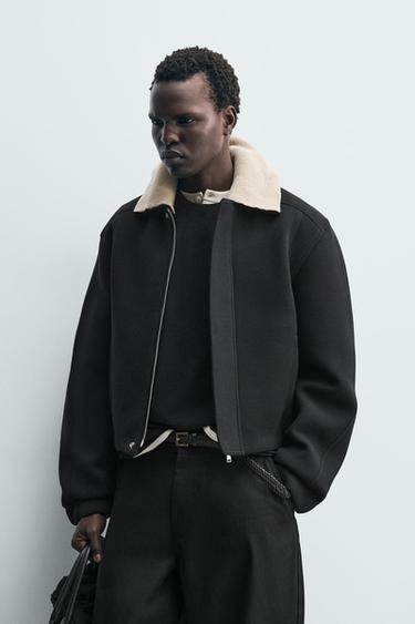 CONTRAST COLLAR TECHNICAL JACKET - Black by Zara
