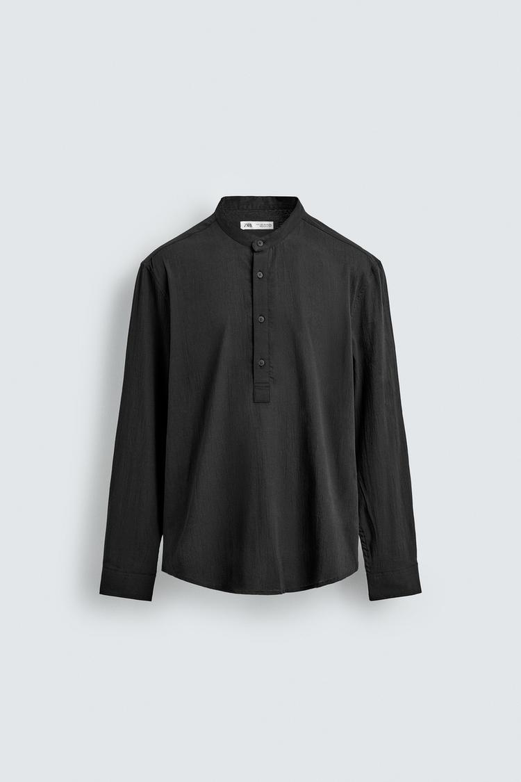 ZARA CREASED-EFFECT POLO SHIRT