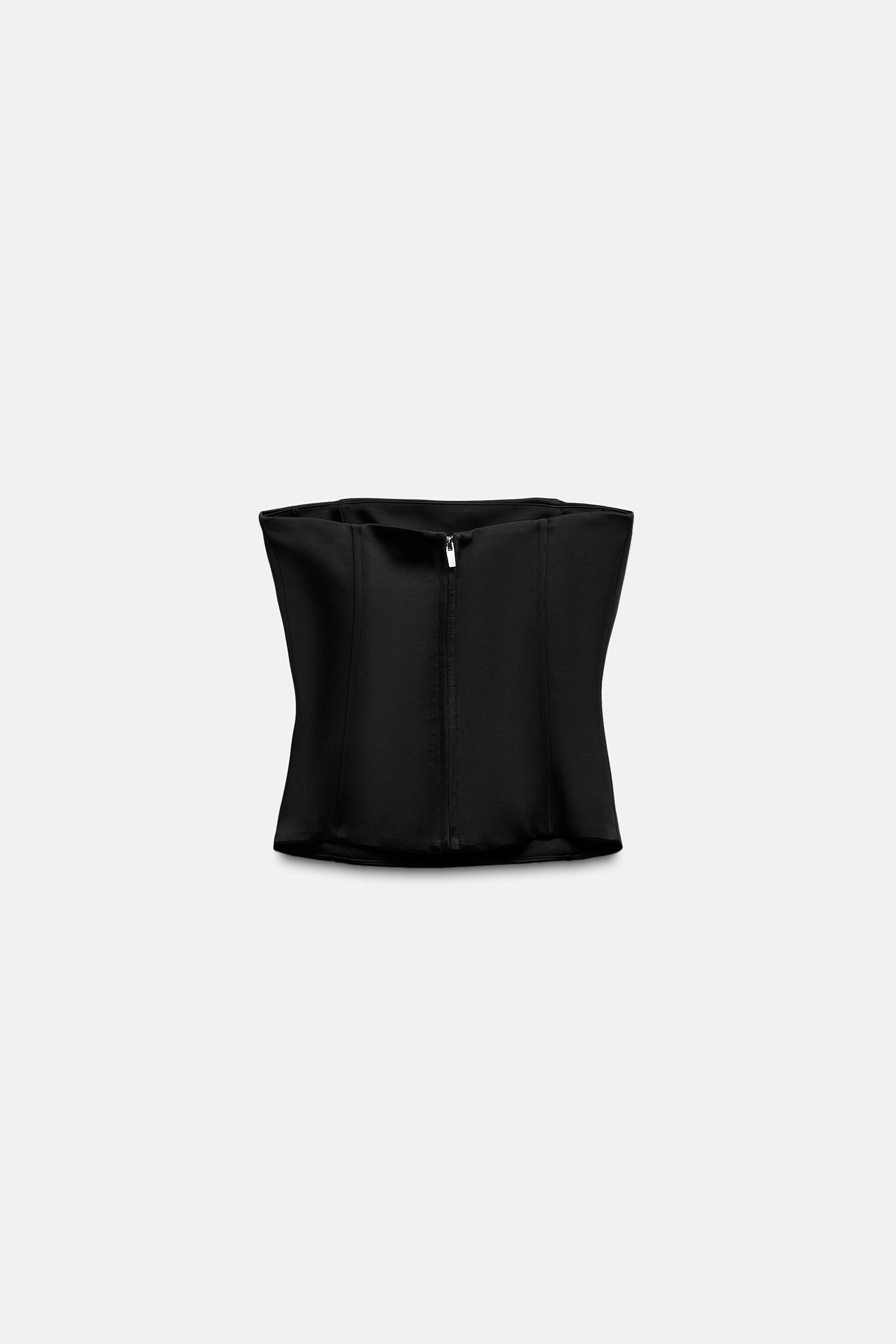 SATIN EFFECT CORSETRY JEWELS TOP - Black | ZARA United States