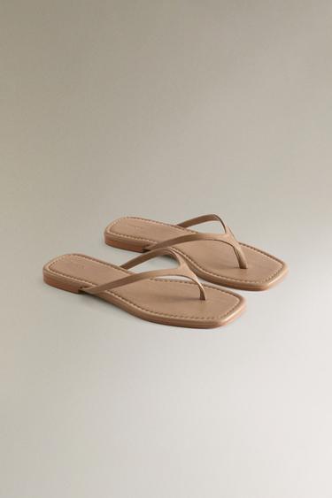 SANDALE MINIMALISTE CUIR - Gris taupe de Zara - Image 2