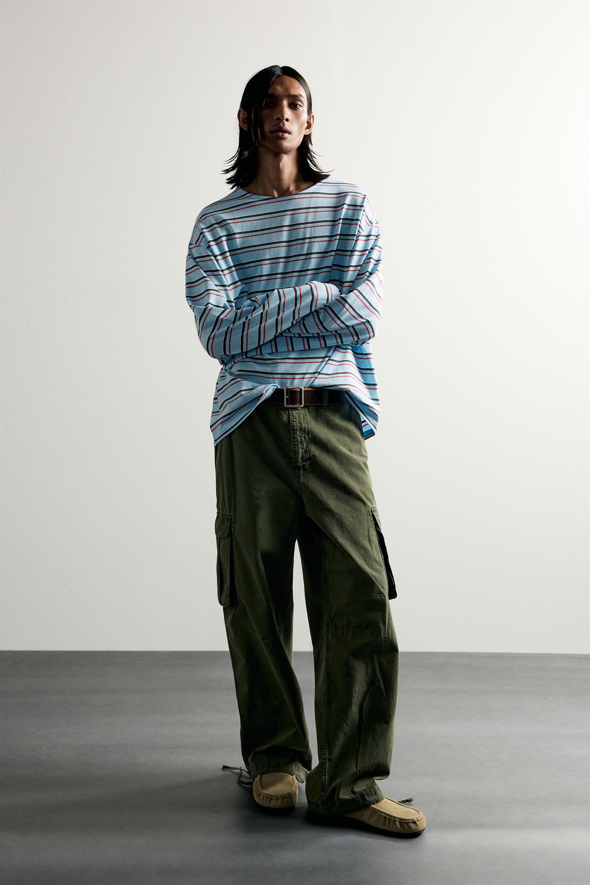 Мужские футболки Zara STRIPED JACQUARD T-SHIRT — фото 7