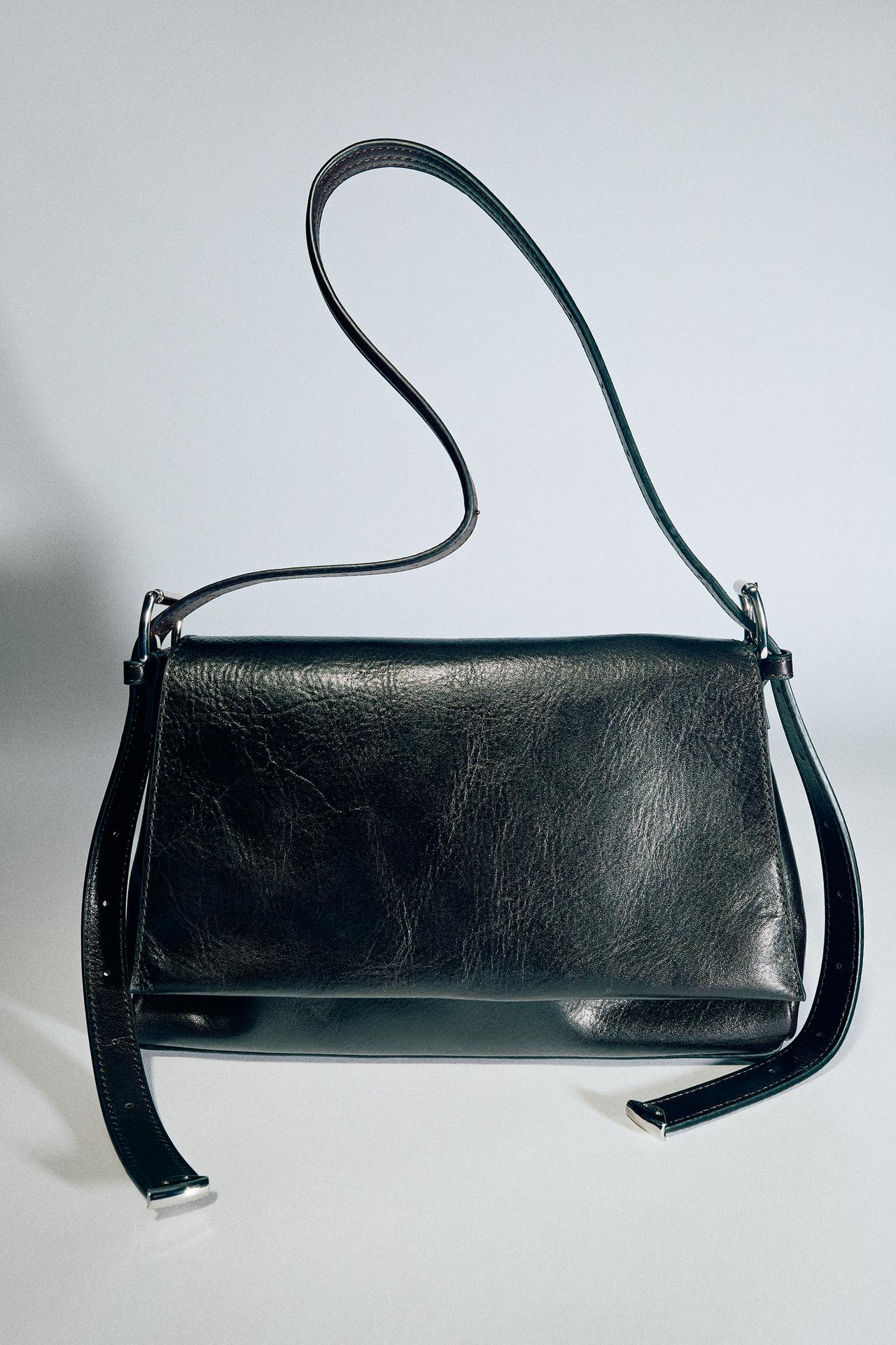 LEATHER FLAP BAG — Brown