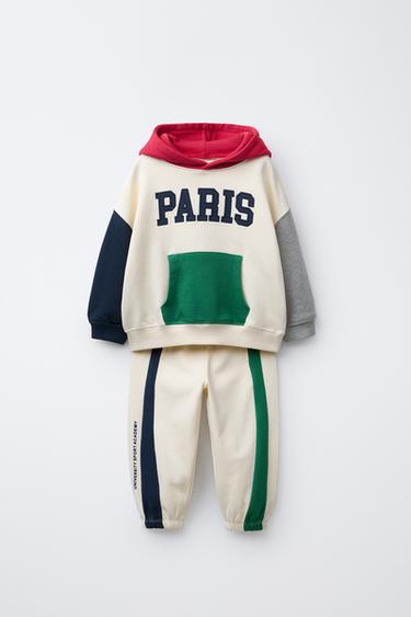 COLOUR BLOCK HOODIE AND JOGGERS SET - Printed الخاص بـ Zara