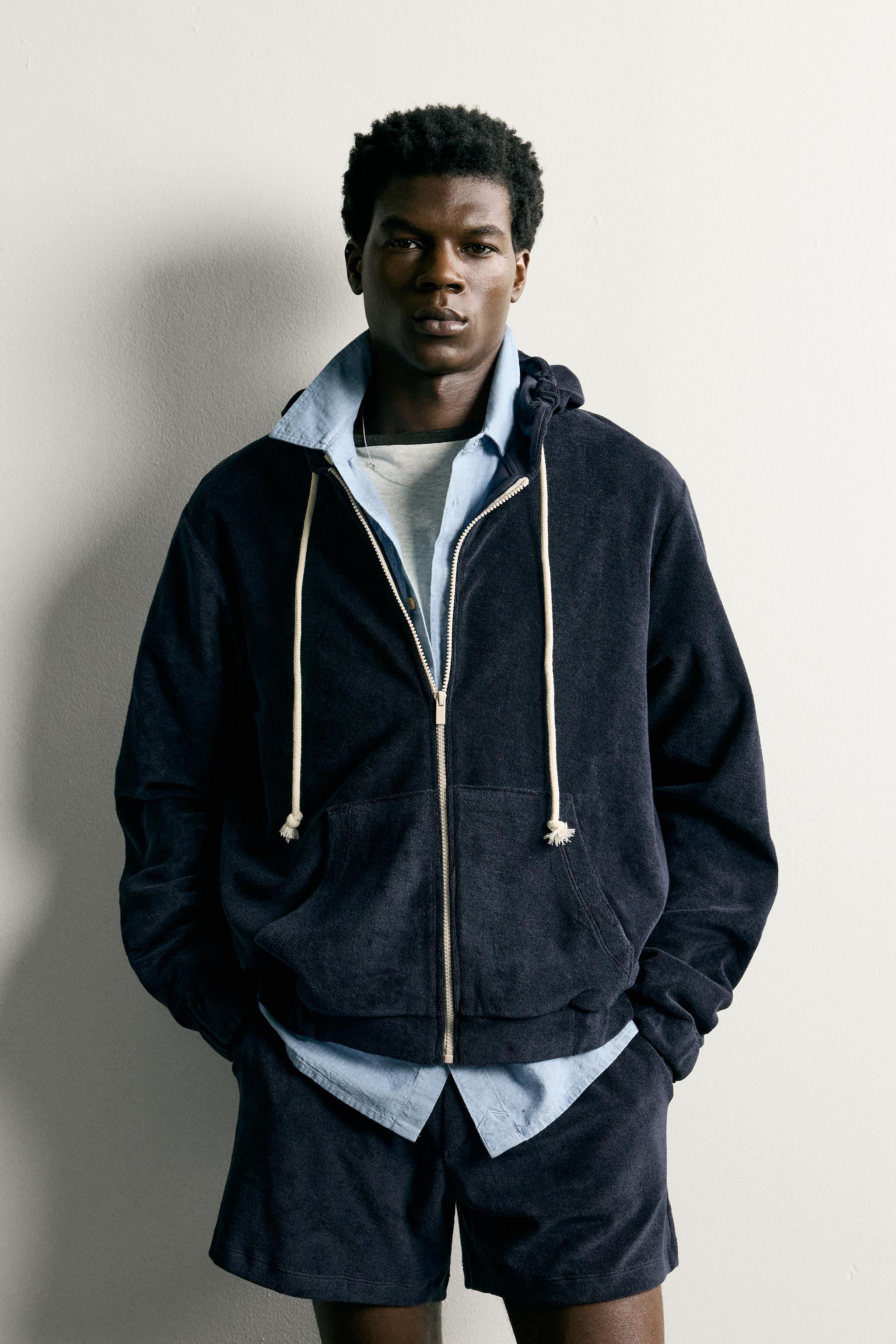 RELAXED FIT TERRY ZIP-UP HOODIE
