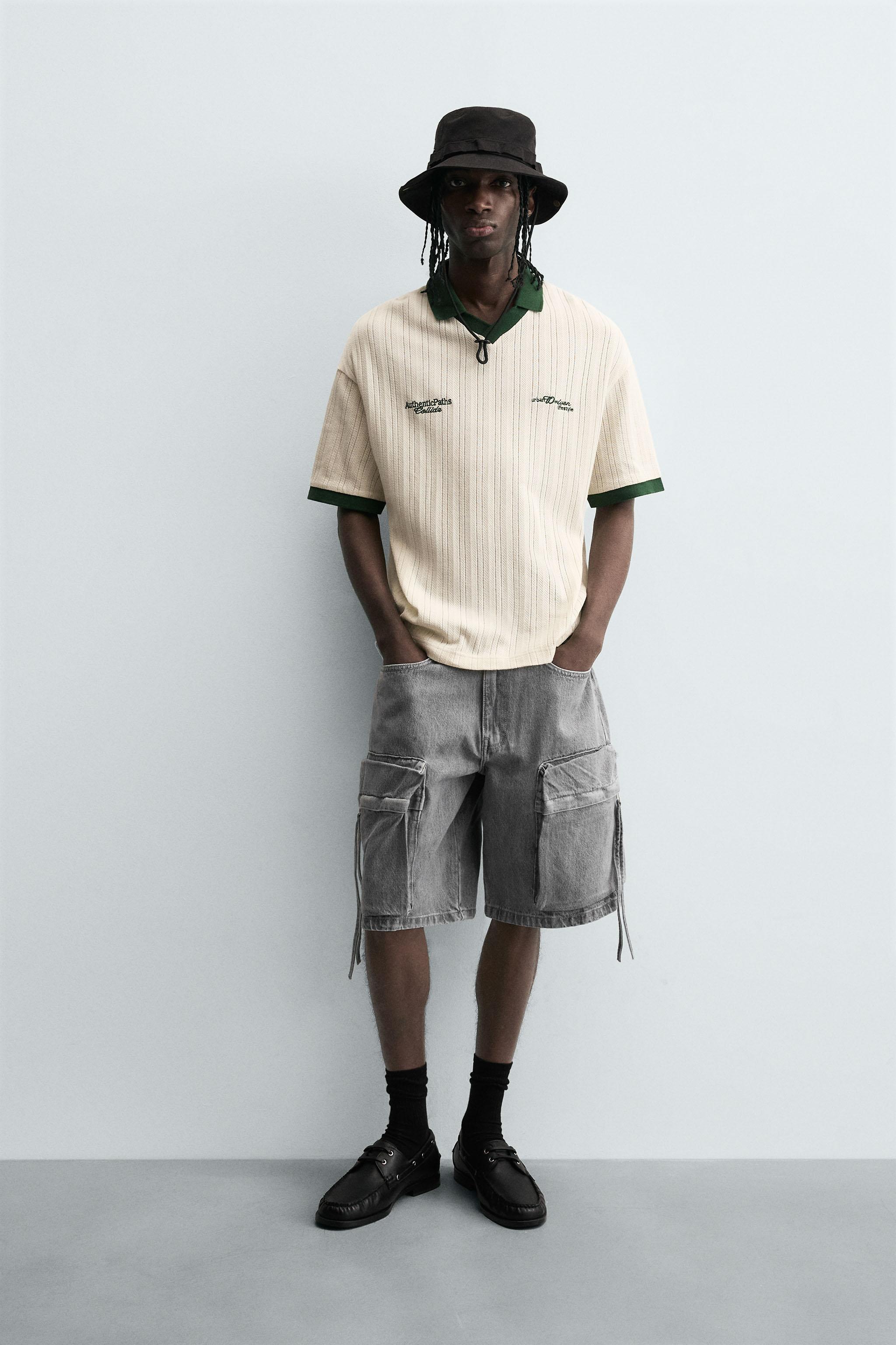 JACQUARD TEXTURED POLO SHIRT - Bottle green | ZARA South Africa