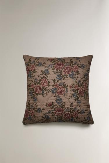 REVERSIBLE FLORAL CUSHION COVER FOR QUILTS - Greenish by Zara